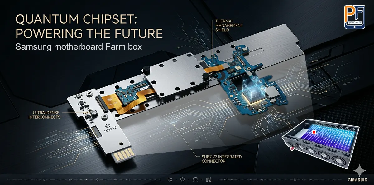 Phone farm motherboard with box