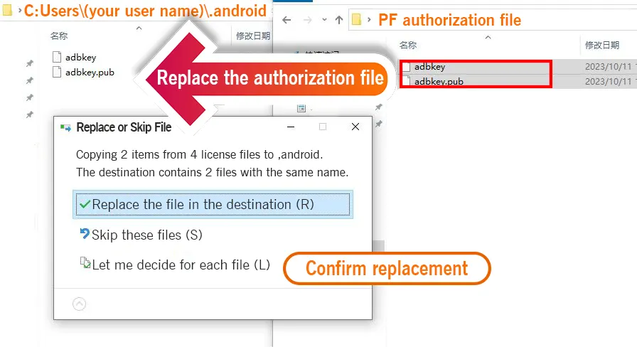PF mobil phone test authorization file steps