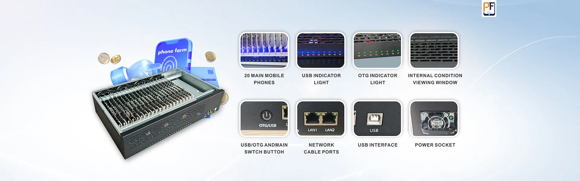 PF phone farm box